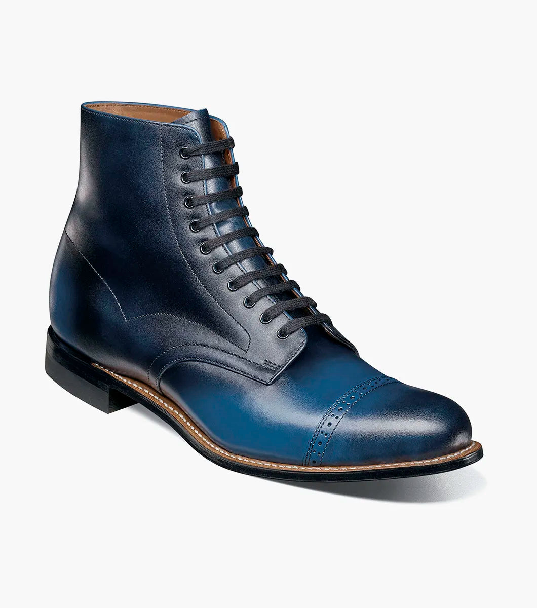 Stacy Adams Madison Cap Toe Lace Up Boot Tone On Tone Blue 00110-400