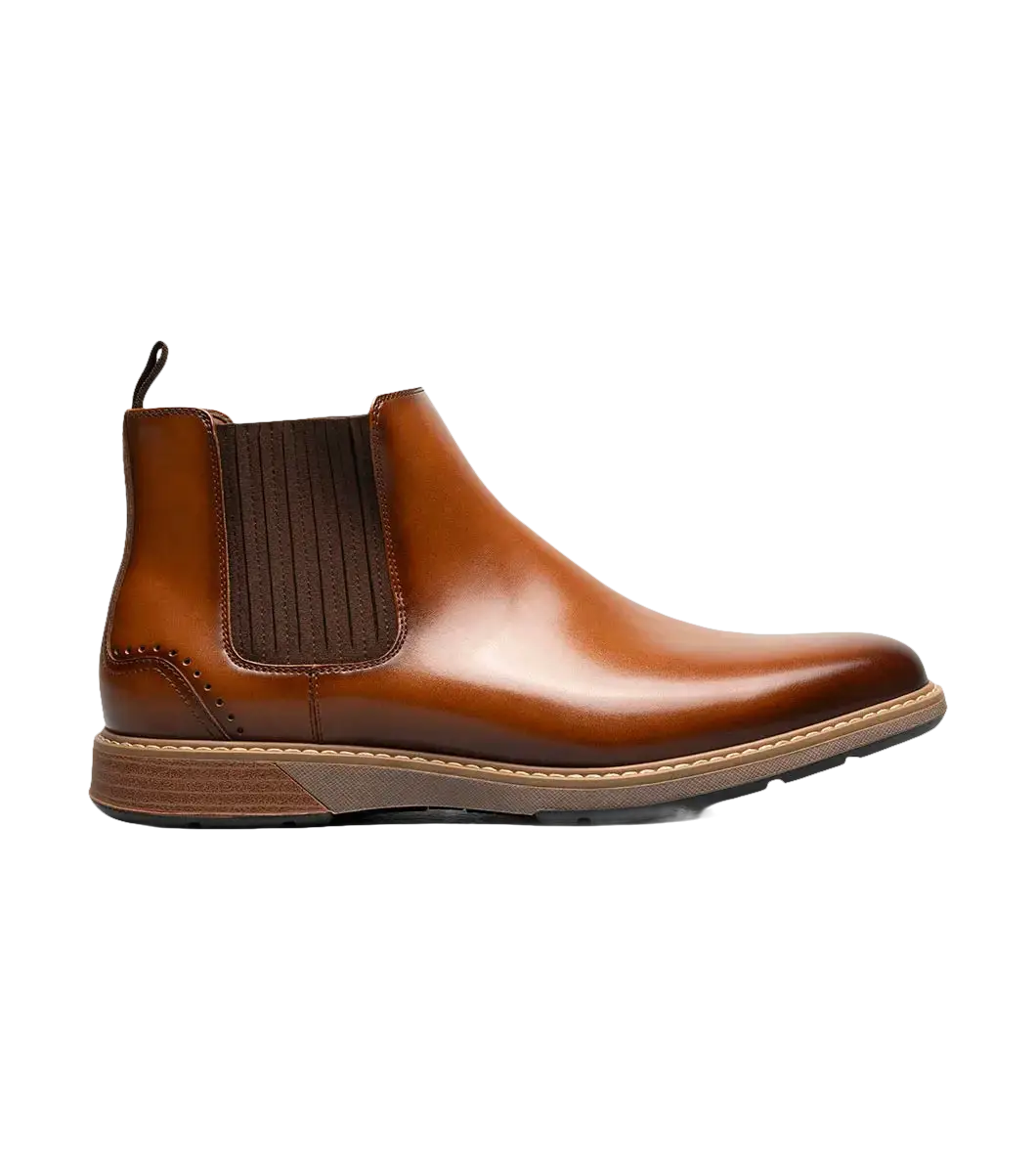 Stacy Adams Platt Plain Toe Chelsea Boot Light Weight Cognac 25755-221