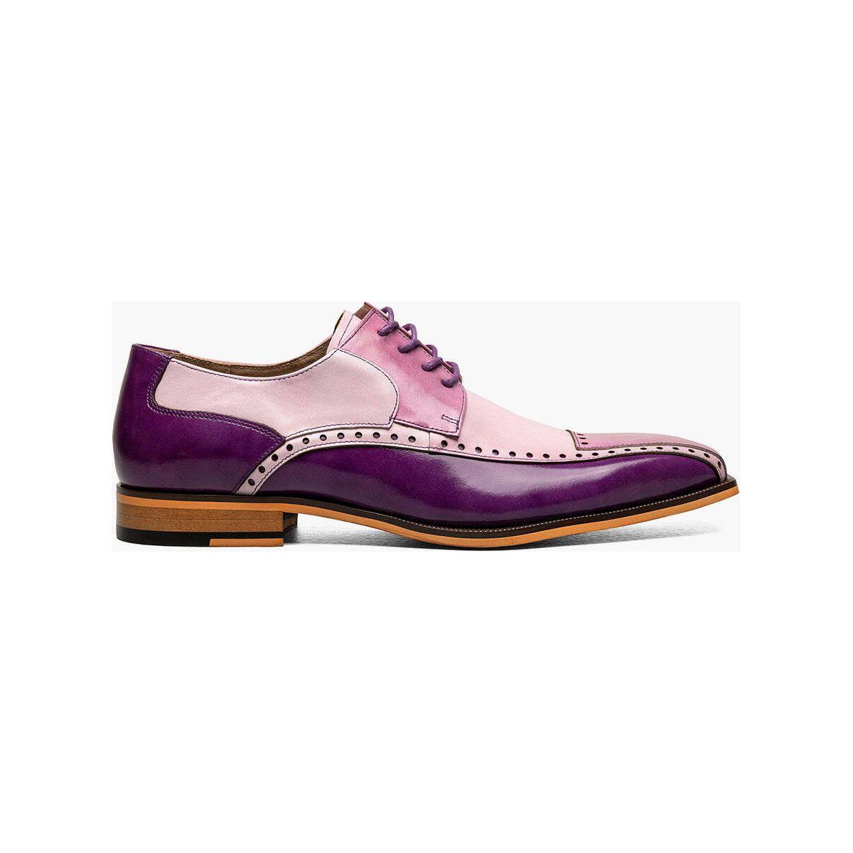 Stacy Adams Plaza Modified Cap Toe Oxford Shoes Leather Purple Multi 25608-540