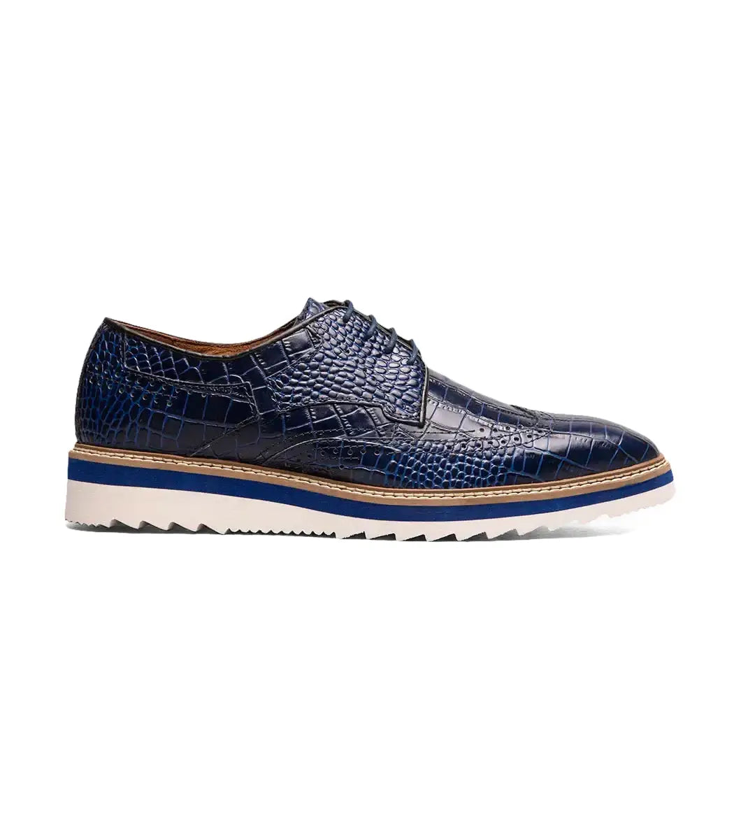 Stacy Adams Alario Wingtip Oxford Croco Leather Shoes Blue 25725-400