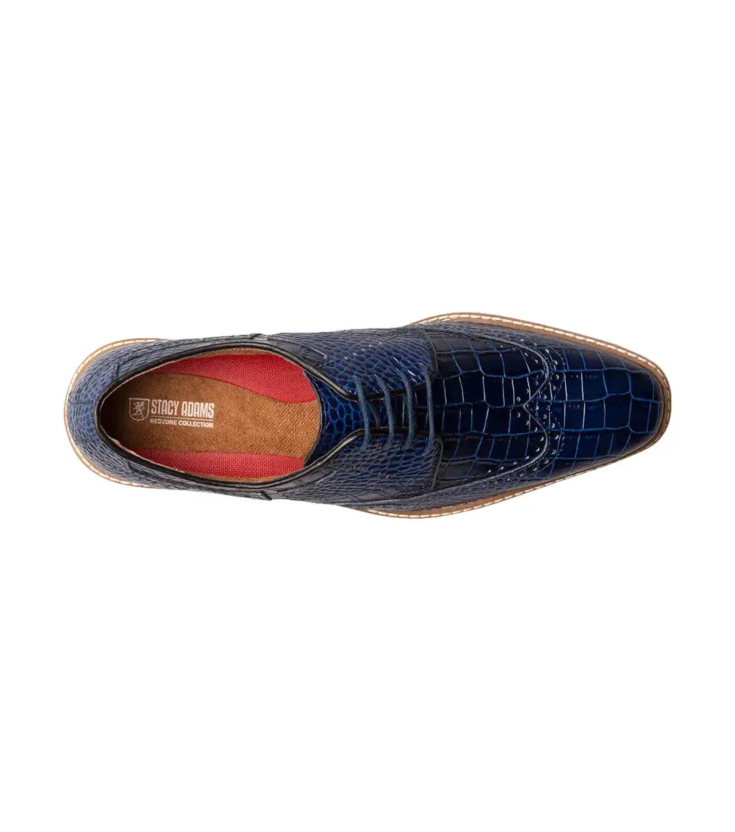 Stacy Adams Alario Wingtip Oxford Croco Leather Shoes Blue 25725-400
