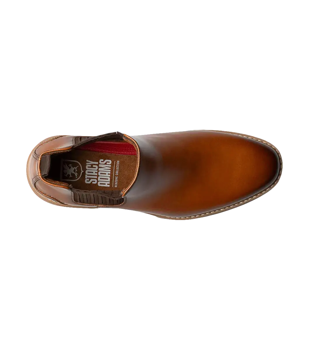 Stacy Adams Platt Plain Toe Chelsea Boot Light Weight Cognac 25755-221