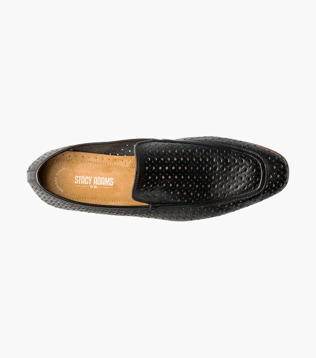 Stacy Adams Winden Moc Toe Perf Slip On Shoes oversized Black 25645-001