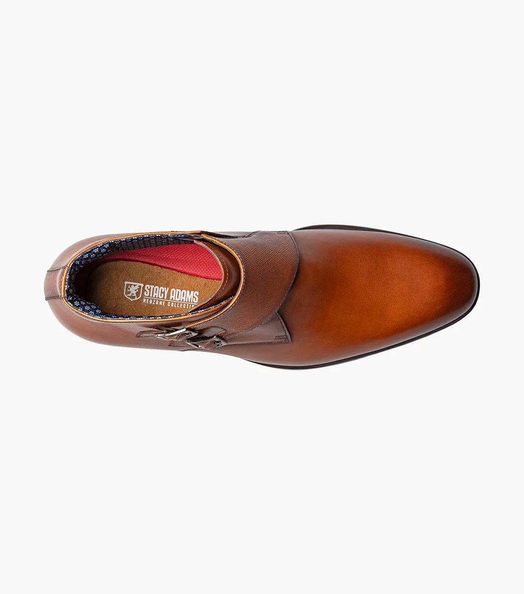 Stacy Adams Kaius Plain Toe Double Monk Strap Boot Cognac 25733-221