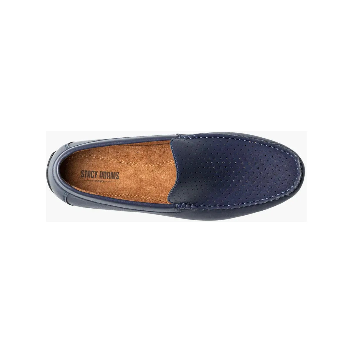Stacy Adams Conroy Moc Toe Perf Slip-On Casual Shoes Navy 25702-410