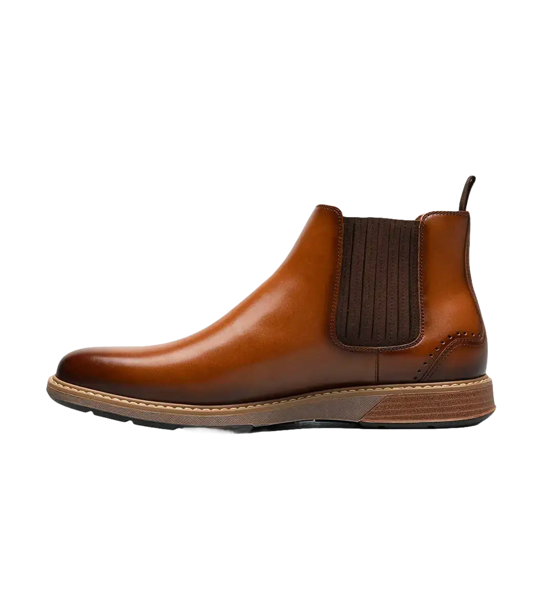 Stacy Adams Platt Plain Toe Chelsea Boot Light Weight Cognac 25755-221