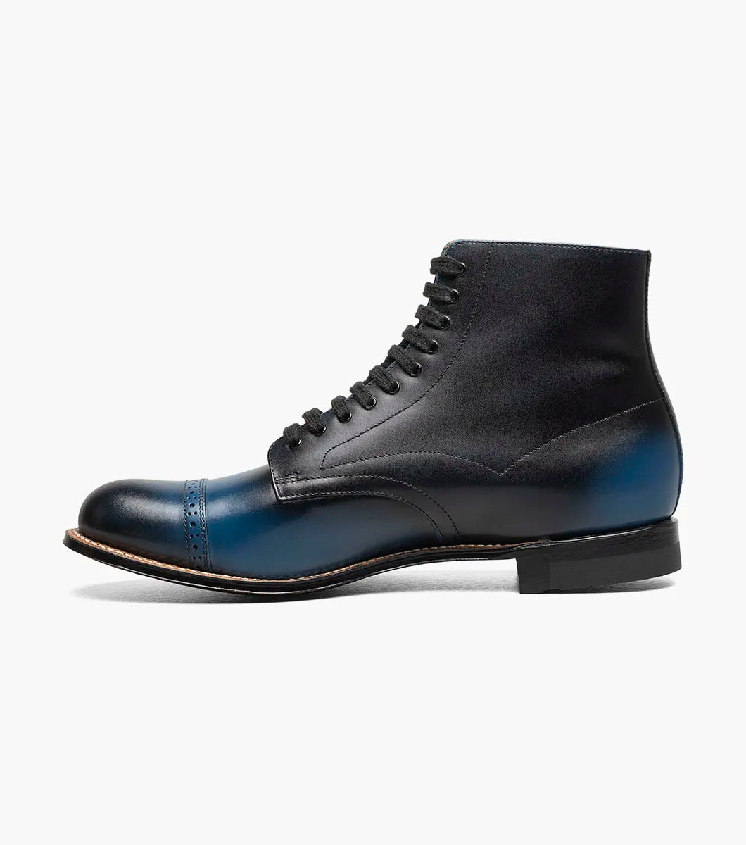 Stacy Adams Madison Cap Toe Lace Up Boot Tone On Tone Blue 00110-400