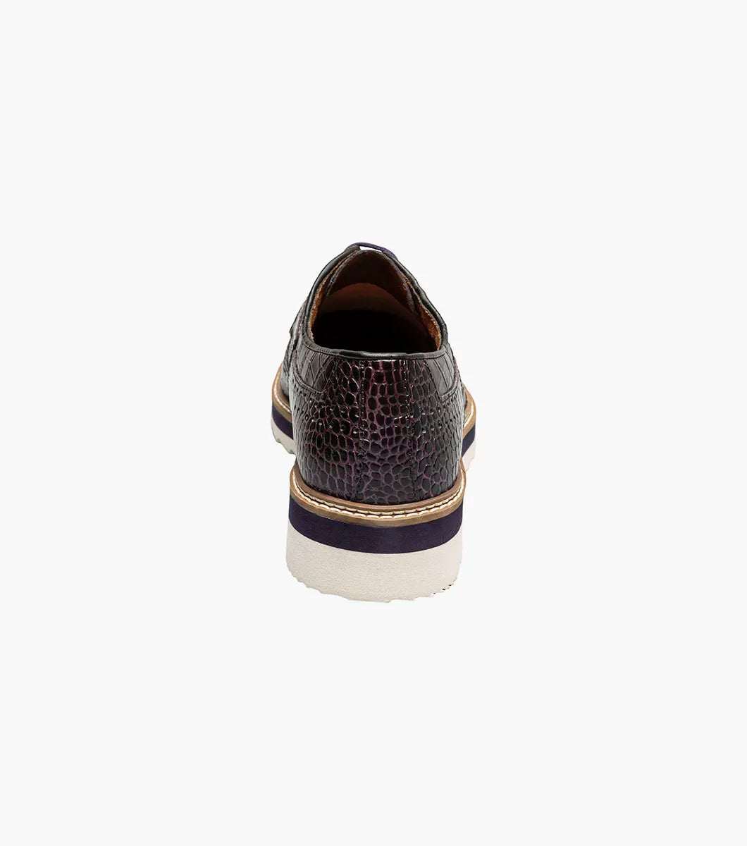 Stacy Adams Alario Wingtip Oxford Croco Leather Shoes Purple 25725-542