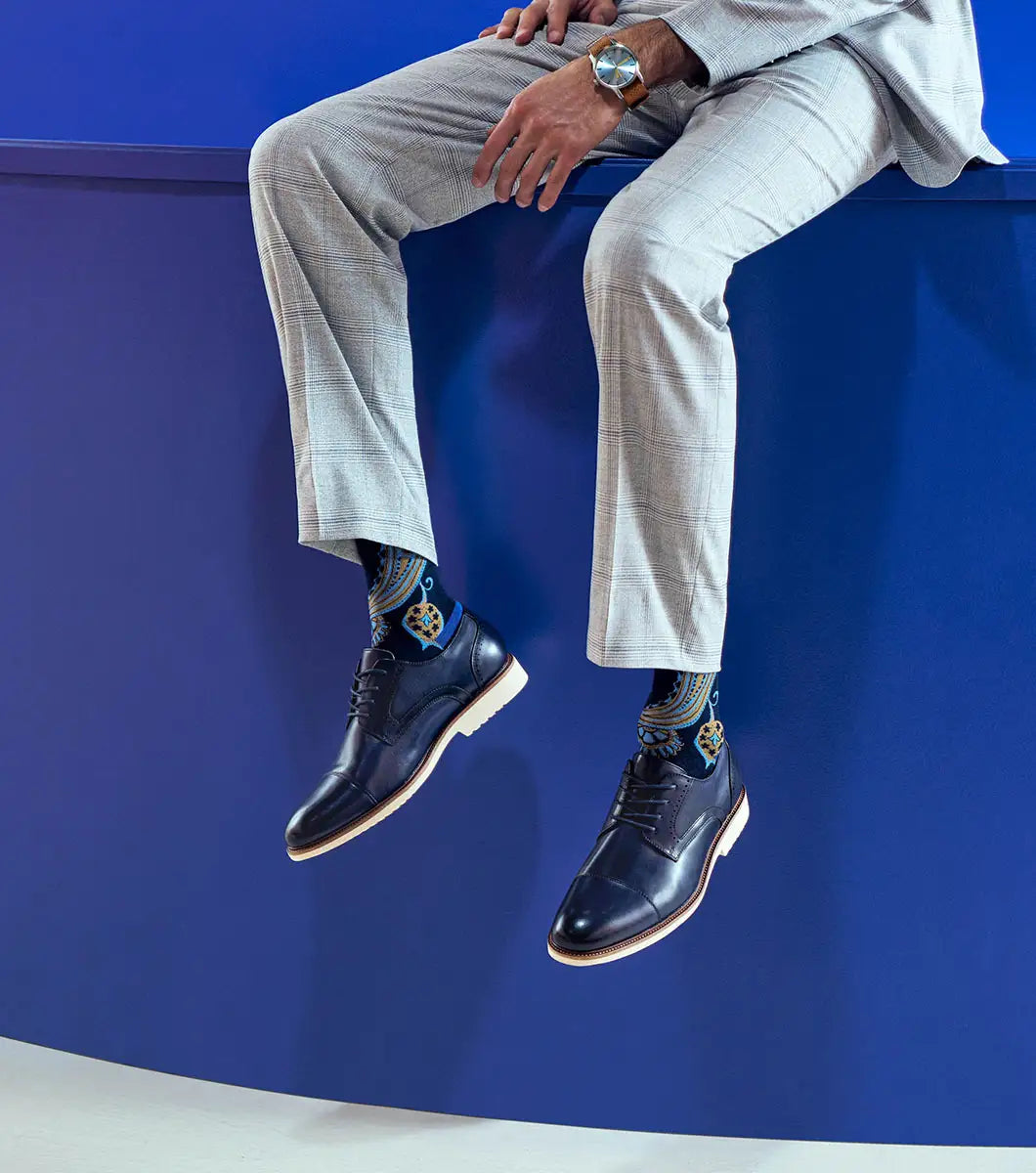 Stacy Adams Wesbridge Cap Toe Oxford Shoes Leather Navy 25713-410