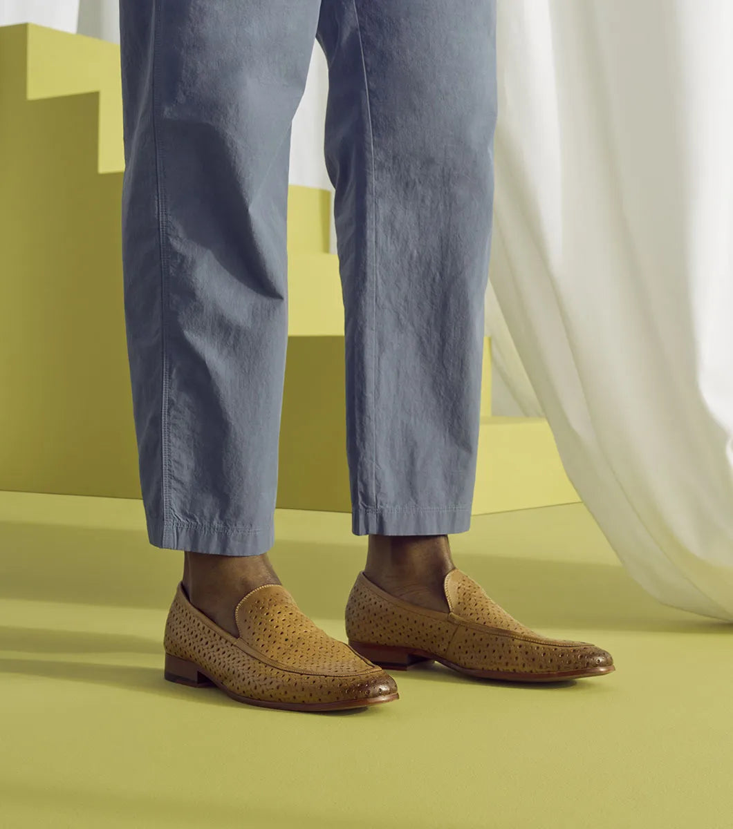 Stacy Adams Winden Moc Toe Perf Slip On Shoes oversized Natural 25645-280