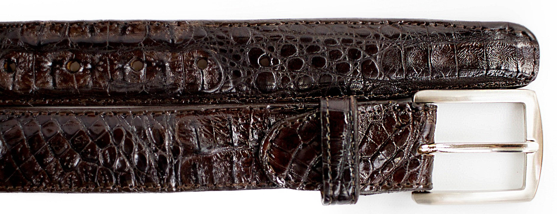 Men's Belvedere Belt Genuine Caiman Crocodile up to Size 44 Brown # 1999