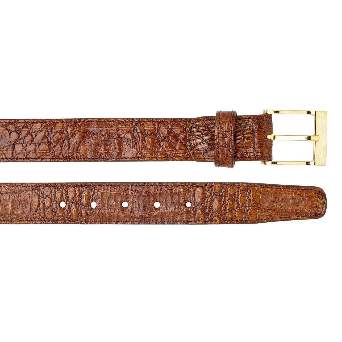 Men's Belvedere Belt Genuine Caiman Crocodile up to Size 44 Walnut # 1999
