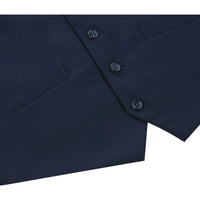 Men's Suit Separate Vest V-neck Adjustable Strap 5Button 2Pockets 201-19 Navy