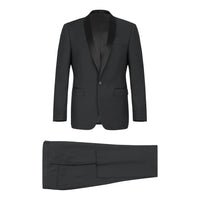 Men Renoir Tuxedo One Button Shawl Satin Lapel Formal Slim Fit 201-1 Black