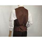 Men's Suit Separate Vest V-neck Adjustable Strap 5Button 201-5 Brown