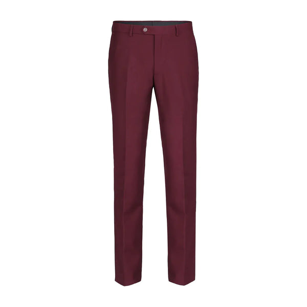 Men Flat Front Suit Separate Pants Slim Fit Soft Feel Slacks 201-8 Burgundy