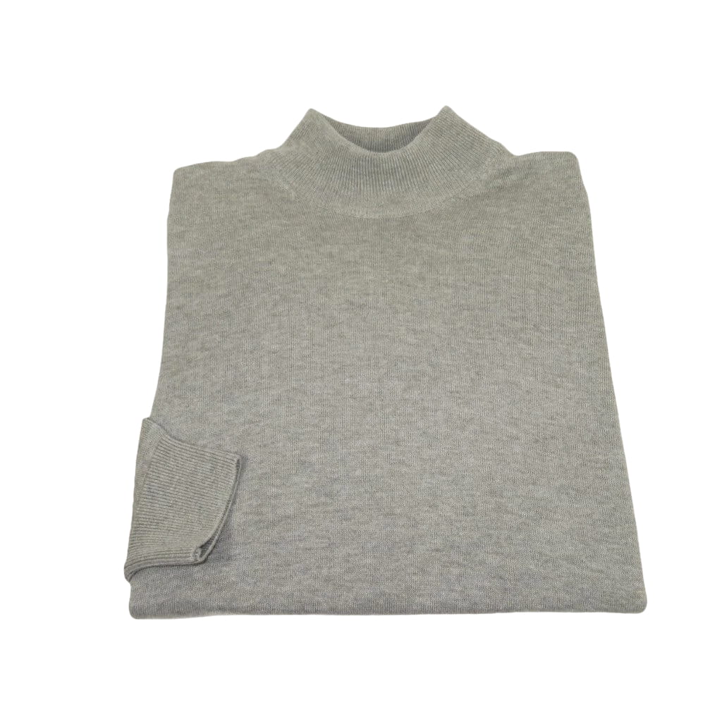 Men's Sweater Knit By BRANGO Turkey Mock Neck Cotton Blend 21050 Gray