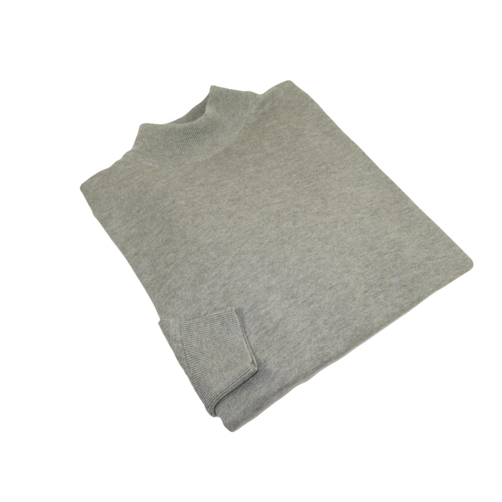Men's Sweater Knit By BRANGO Turkey Mock Neck Cotton Blend 21050 Gray