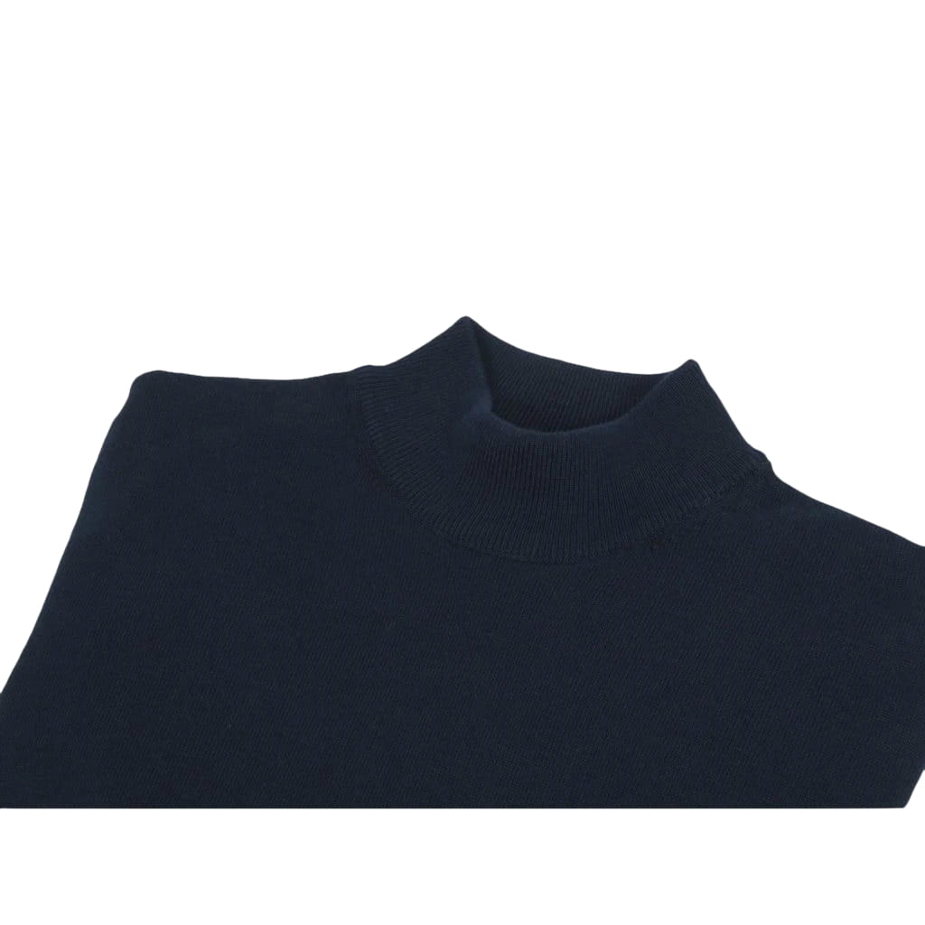 Men's Sweater Knit By BRANGO Turkey Mock Neck Cotton Blend 21050 Navy Blue