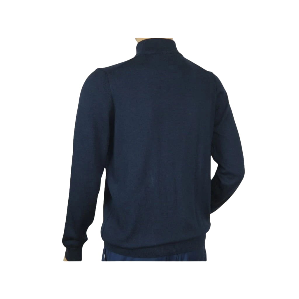 Men's Sweater Knit By BRANGO Turkey Mock Neck Cotton Blend 21050 Navy Blue