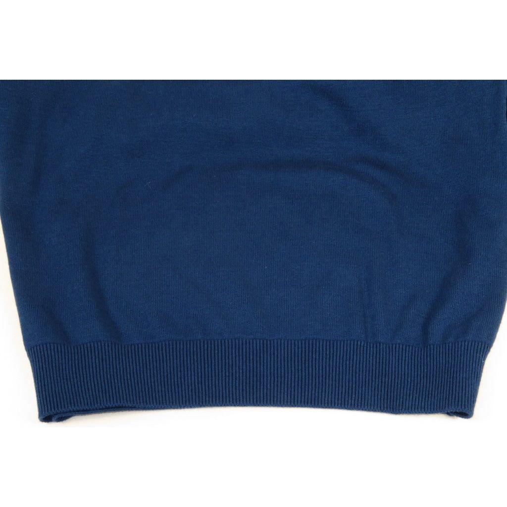 Men's Sweater Knit By BRANGO Turkey Polo Neck Cotton Blend 21220 Sax Blue