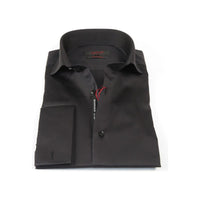 Men Shirt AXXESS Turkey Egyptian Cotton High Collar French Cuffs 224-05 Black