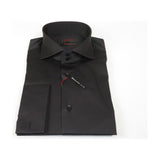 Men Shirt AXXESS Turkey Egyptian Cotton High Collar French Cuffs 224-05 Black