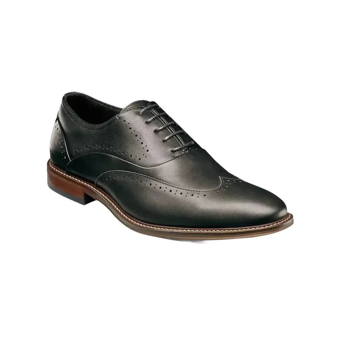 25489 Stacy Adams Leather Shoes Macarthur Wingtip Lace up Oxford Black - J.Valintin Men's Wear Legend - 95314