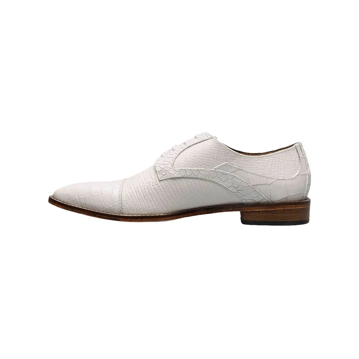 25630 - 100 Stacy Adams Tedesco Cap Toe Oxford Lizard Leather Dress Shoes White - J.Valintin Men's Wear Legend - 25630 - 100 White - 8.5