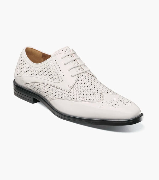 Stacy Adams Asher Wingtip Lace Up Men's Shoes Leather White 25653-100