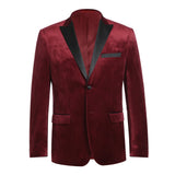 Men's Renoir Velvet Tuxedo Blazer Jacket Satin Peak Lapel Slim 290-8 Burgundy