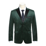 Men's Renoir Velvet Tuxedo Blazer Jacket Satin Peak Lapel Slim Fit 290-9 Green