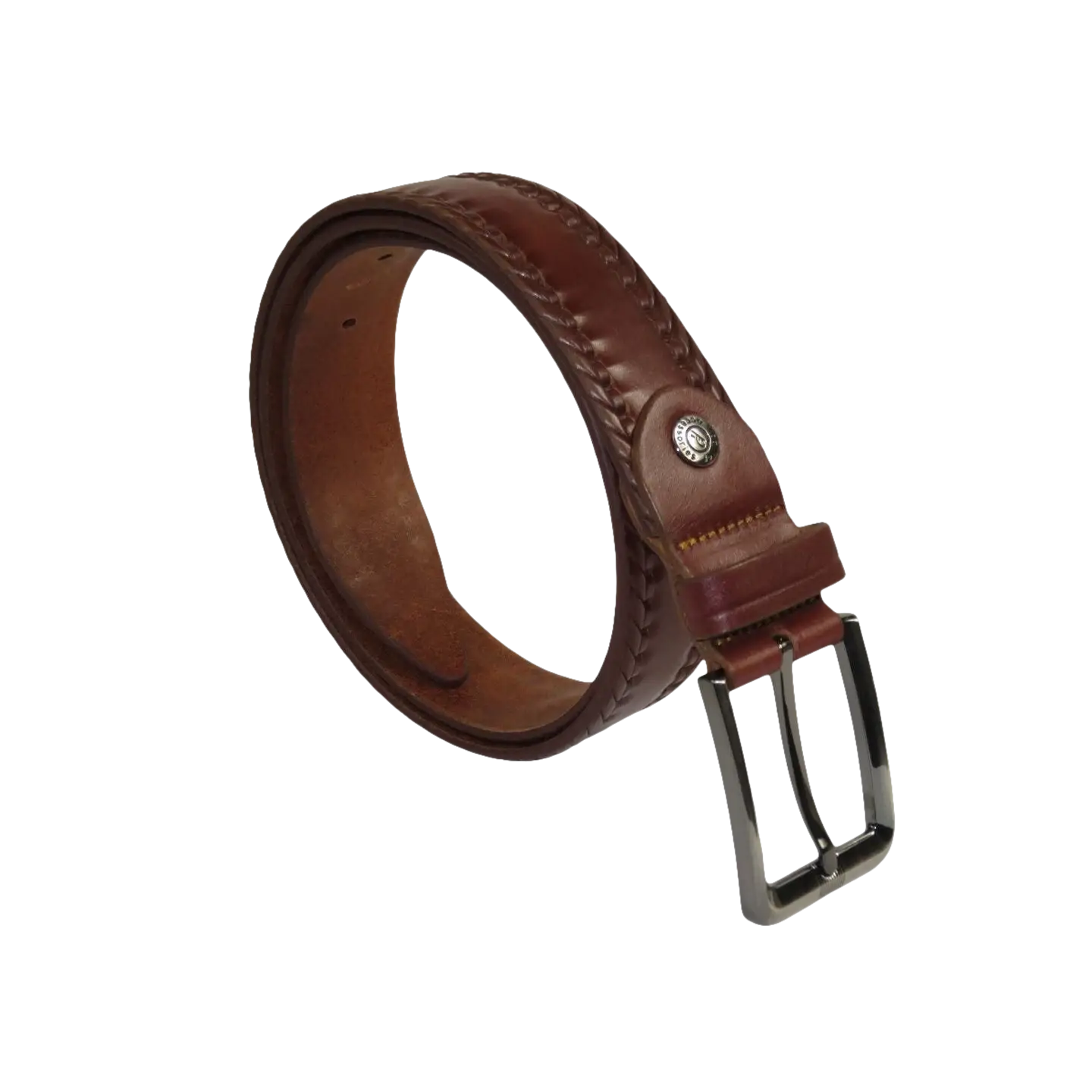Men's Belt By PICCODER Turkey Genuine Leather Stitched 5021 Brown