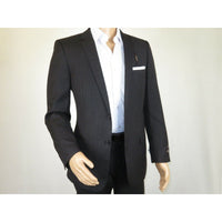 Men's Suit Wool Cashmere Georgio Cosani Two Buttons 910-04 Gray Pinstripe