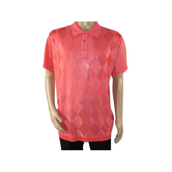 Mens Polo Shirt Slinky Sheer Short Sleeves Soft Touch by Stacy Adams 3703 Coral