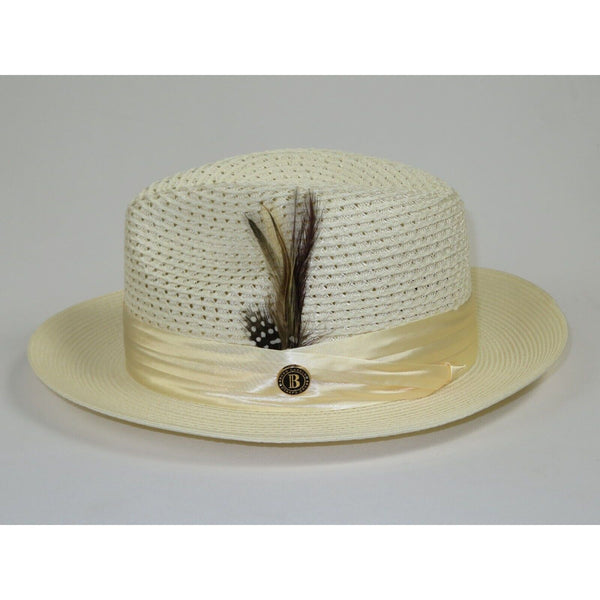 Men's Summer Spring Braid Straw style Hat by BRUNO CAPELO JULIAN JU923 Ivory
