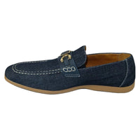 men Comfort Shoes AC CASUALS Upper Slip On Linen Fabric Texture 6816 Denim Blue