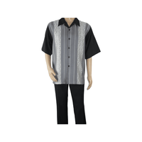 Men MONTIQUE 2pc Walking Leisure Suit Matching Set Short Sleeves 2227 Black