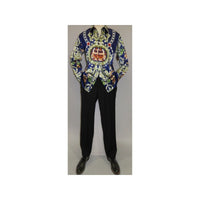 Men Oscar Banks Turkey Shirt Satin Entertainer Performer 6335-04 navy Floral