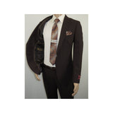 Men Suit BERLUSCONI Turkey 100% Italian Wool Super 180's #Ber30 Brown/Burgundy