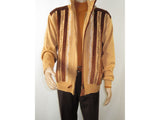 Men SILVERSILK Fancy Thick Sweater Jacket Zipper Pockets Mock Neck 4207 Gold