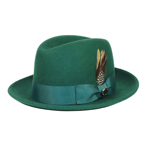 Men Bruno Capelo Hat Australian Wool Crushable Center Dent CHICAGO CH305 Emerald