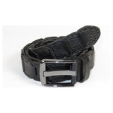Men Genuine Leather Belt PIERO ROSSI Turkey Crocodile print Hand Stitch 69 Black