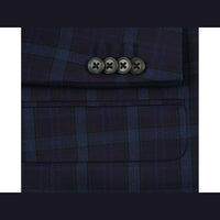 Men's Soft Wool Sport Coat English Plaid Window Pane 556-7 Plum Blue Renoir