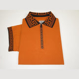 Men Sports Shirt DE-NIKO Short Sleeves Cotton Zipper Polo Shirt DBK104 Rust