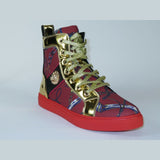 Mens High Top Shoes FIESSO by AURELIO GARCIA Chain Medusa Celebrity 2421 Red