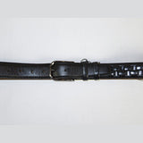 Men Genuine Leather Belt PIERO ROSSI Turkey Soft Full Grain Stitched #139 Black