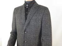 Men RENOIR Wool Blend Black White Plaid 3/4 Length Winter Coat W/Liner 43-18-095