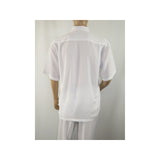 Mens INSERCH 2pc Walking Leisure Suit Shirt Pants Set Short Sleeves 9356 White