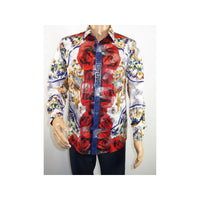 Men's Sports Shirt By Barocco Fashion Printed Long Sleeves Soft Feel EFS78 Multi